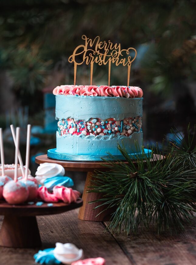 xmas-turqoise-roze-fault-line-taart-met-taart-topper
