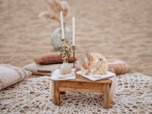 droog-blomen-taart-op-het-strand