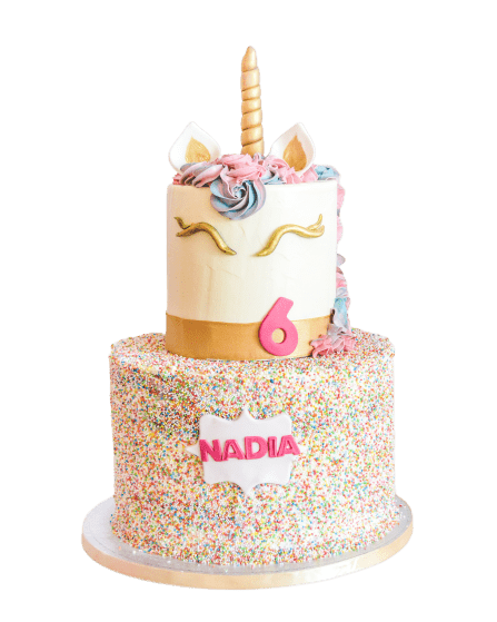 VT_Unicorn_Isolated unicorn-rainbow-6-verjaardag-taart