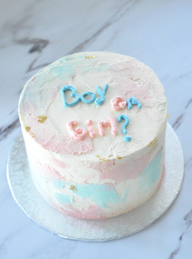 boyorgirl Gender-reveal-taart-roze-blauw-met-tekst