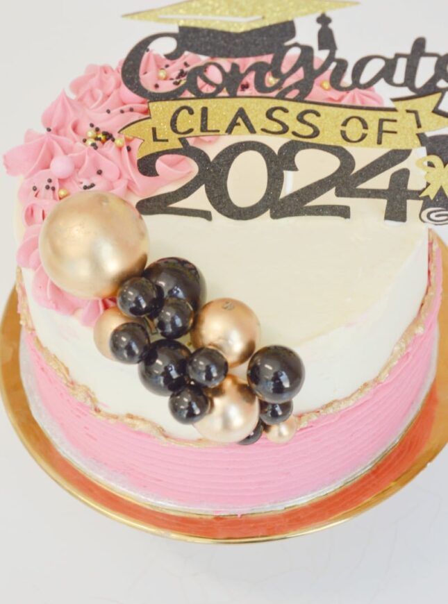 geslaagd-taart-zwart-wit-roze geslaagd-zwart-roze-Perfect-Pastry