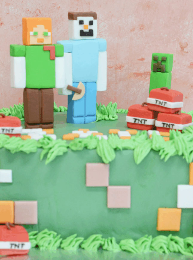 minecraft-taart-groen-poppetjes