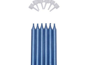 Taartkaarsjes met houders Blauw 6st.